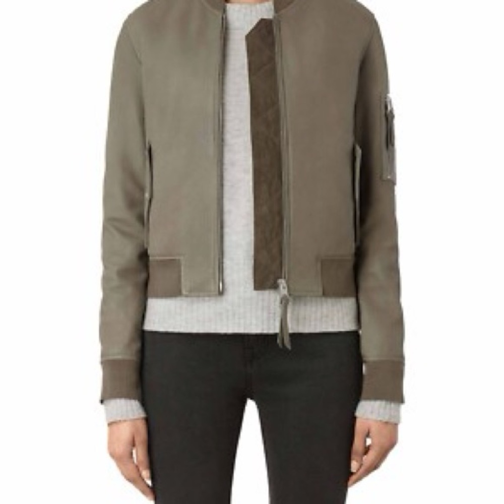 All Saints Olive Leather Jacket - Picture 11 of 11